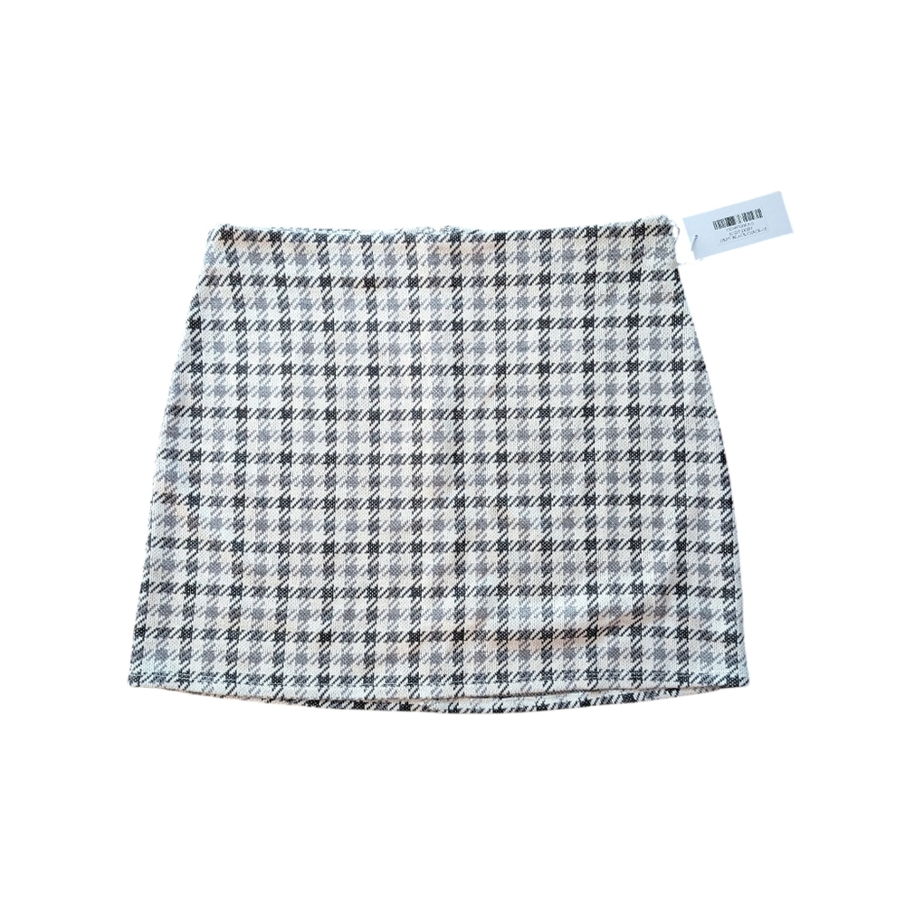 Reformation Suzie Skirt Grey Black Check NWT